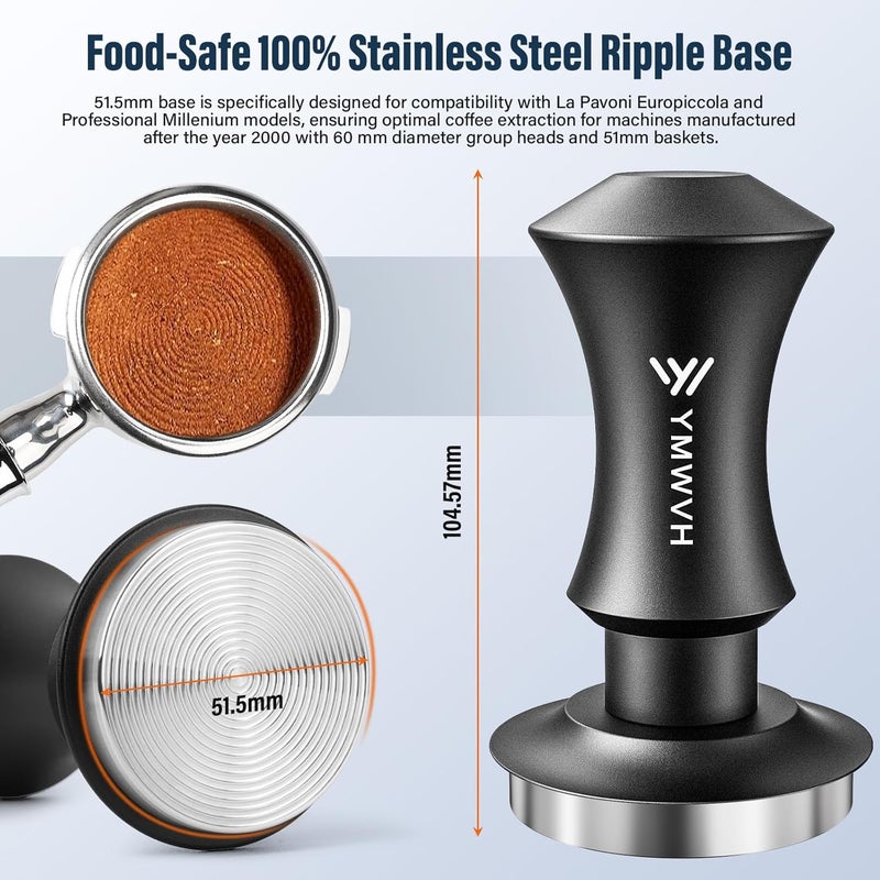 YMWVH 51.5mm Espresso Coffee Tamper,30lb Calibrated Espresso Tamper with a 20lb Interchangeable Spring,Barista Tamping Tool with 100% Stainless Steel Ground Tamper for Barista - Image 2